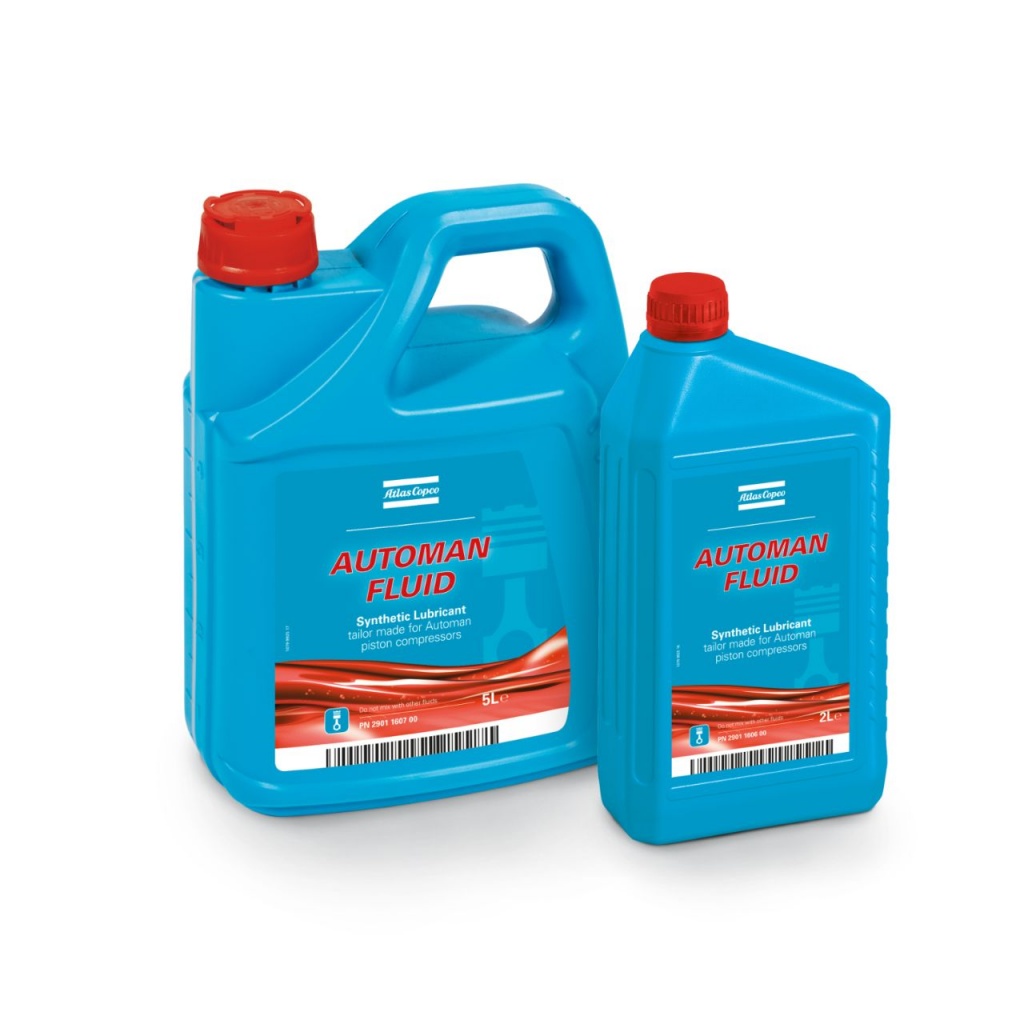 Минеральное компрессорное масло Atlas Copco Automan Fluid, объемом 2 литра. Для поршневых компрессоров АТлас Копко Automan.