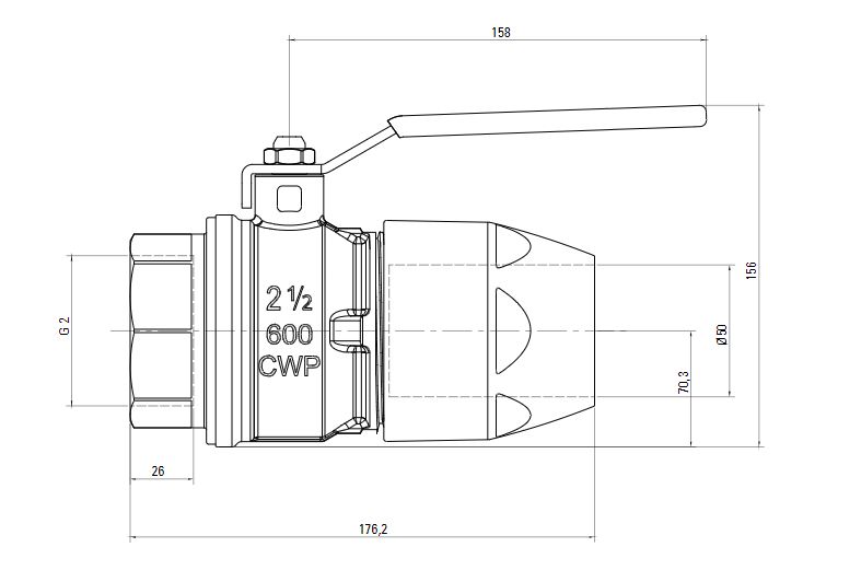 Схема шарового клапана AIRnet с внутренней резьбой ISO 228 (для систем трубопровода сжатого воздуха)Алюминиевая труба. Диаметр 50 мм. Схема шарового клапана AIRnet с внутренней резьбой ISO 228 (для систем трубопровода сжатого воздуха)Алюминиевая труба. Диаметр 50 мм.