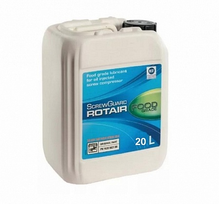 Rotair FoodGrade 1630060500. Масло компрессорное синтетическое Rotair FoodGrade 1630060500 20 л. для легкой и тяжелой промышленности. Диапазон температуры окружающей среды от -45 до +35 °C.